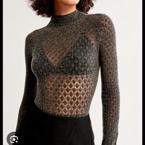 Abercrombie merino wool blend sheer gray sweater